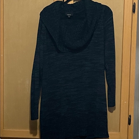Alyx Sweaters - Alyx Dark Blue and Black Cowl Neck Sweater